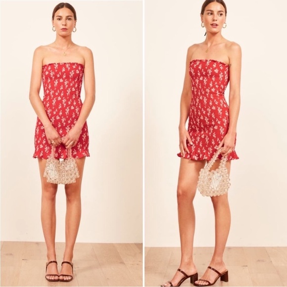 NWT Reformation Chantilly Floral Red Mini Dress Size S - Picture 3 of 13